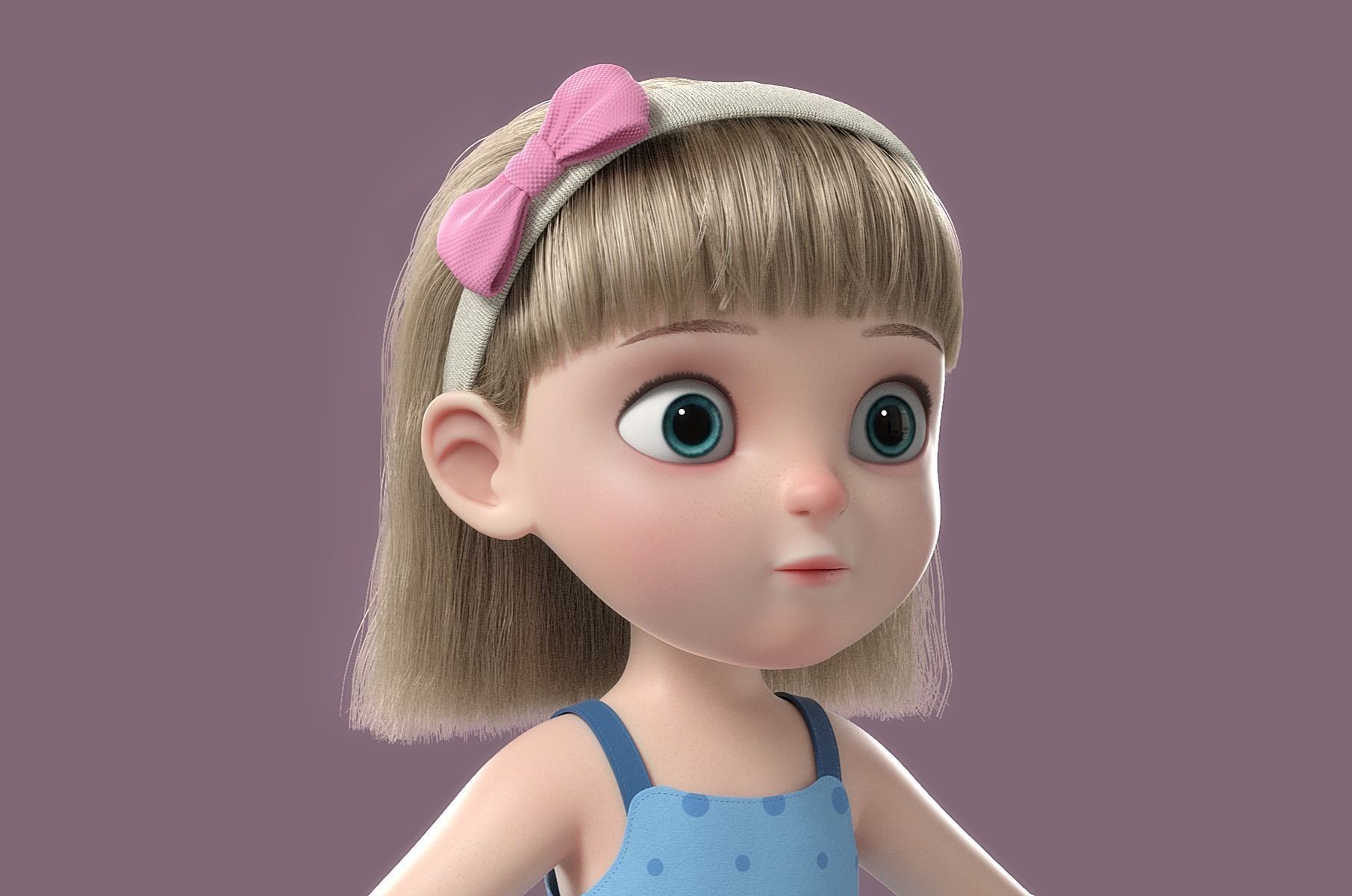 Cartoon Girl Rigged 3D model_23