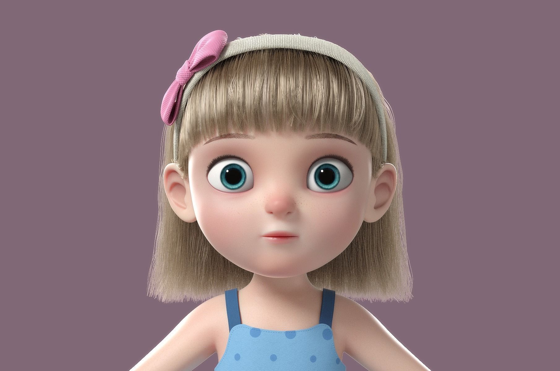 Cartoon Girl Rigged 3D model_16
