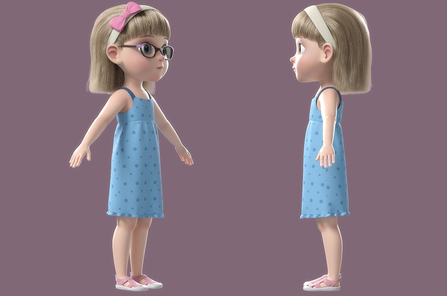 Cartoon Girl Rigged 3D model_29