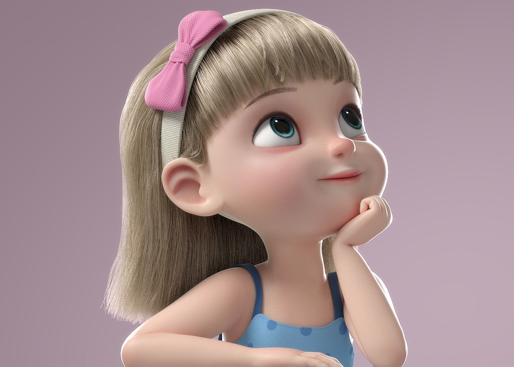 Cartoon Girl Rigged 3D model_3