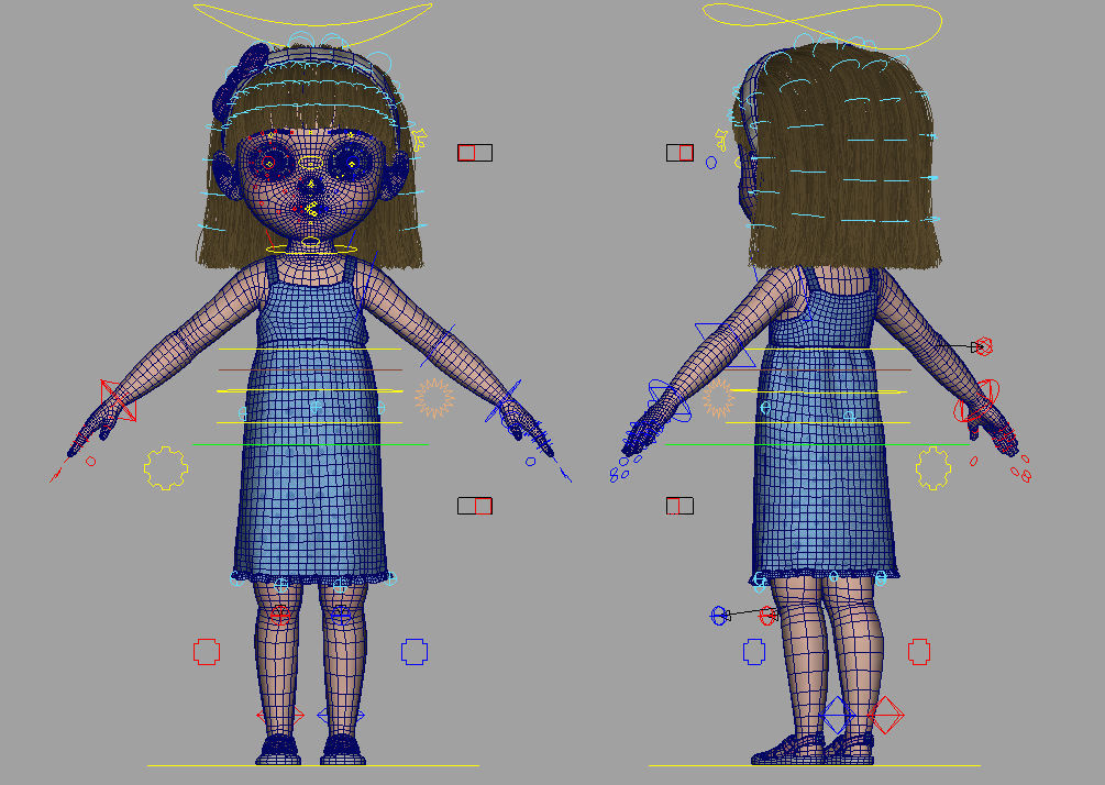 Cartoon Girl Rigged 3D model_53