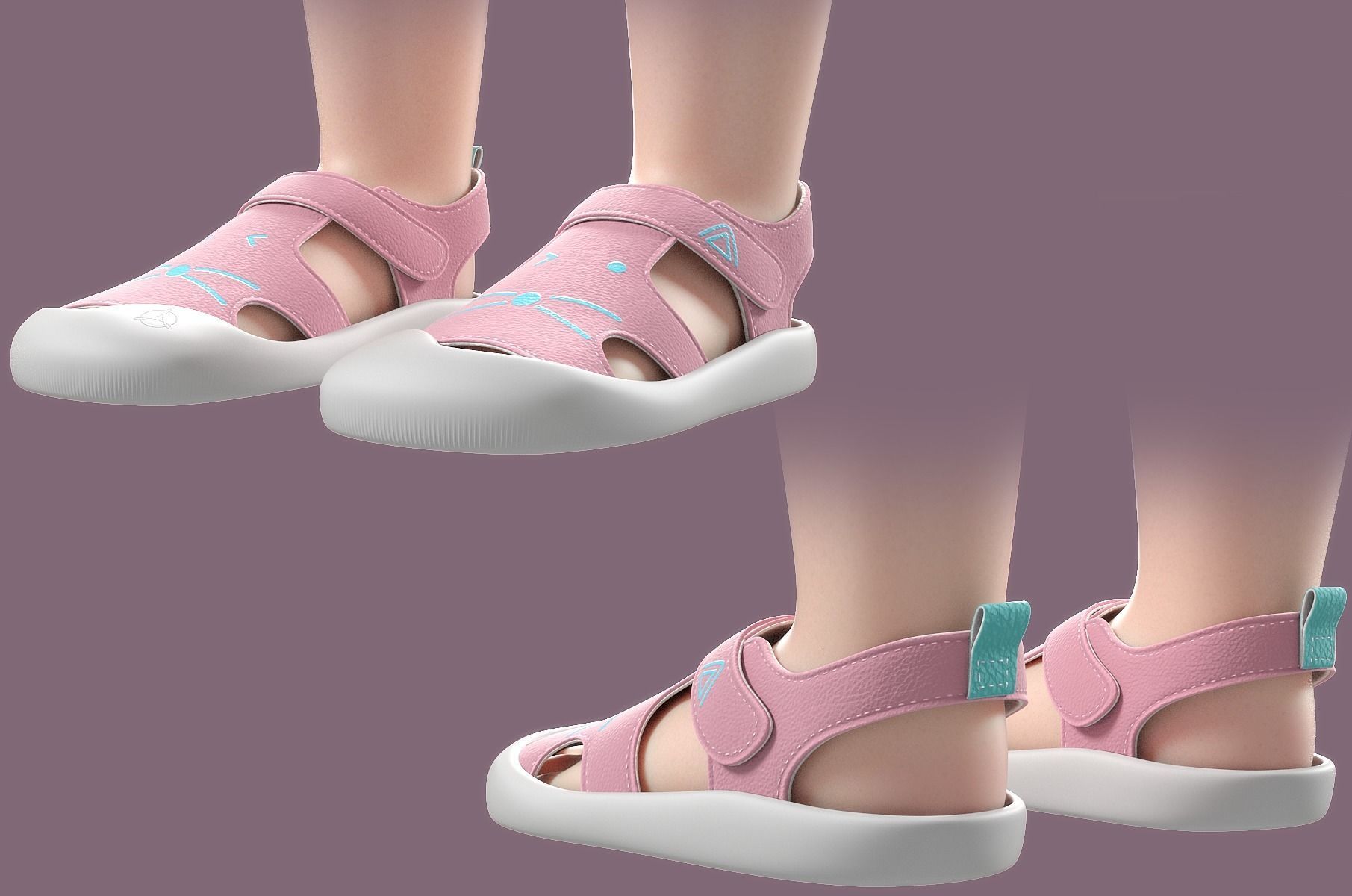 Cartoon Girl Rigged 3D model_37