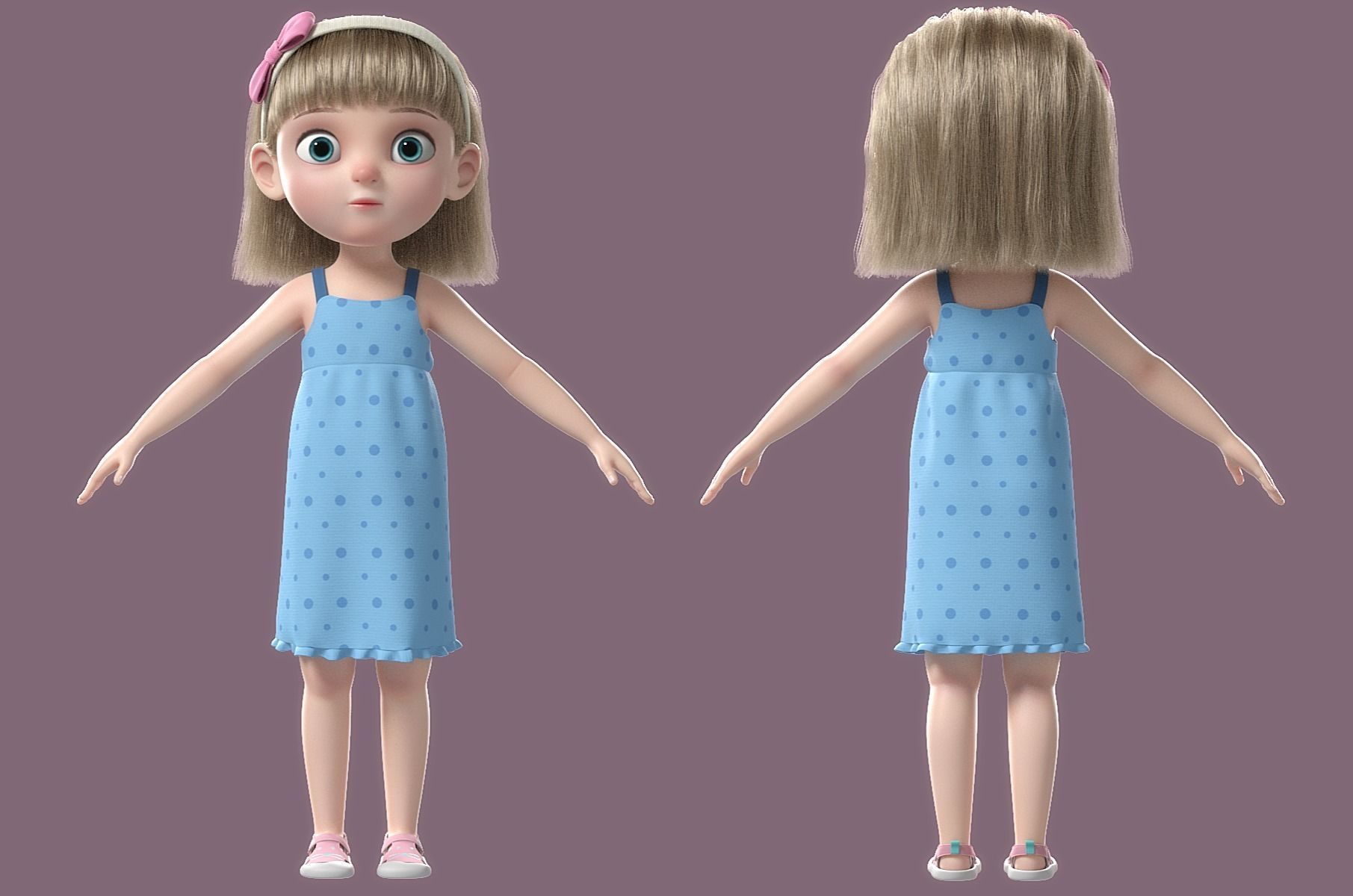 Cartoon Girl Rigged 3D model_33