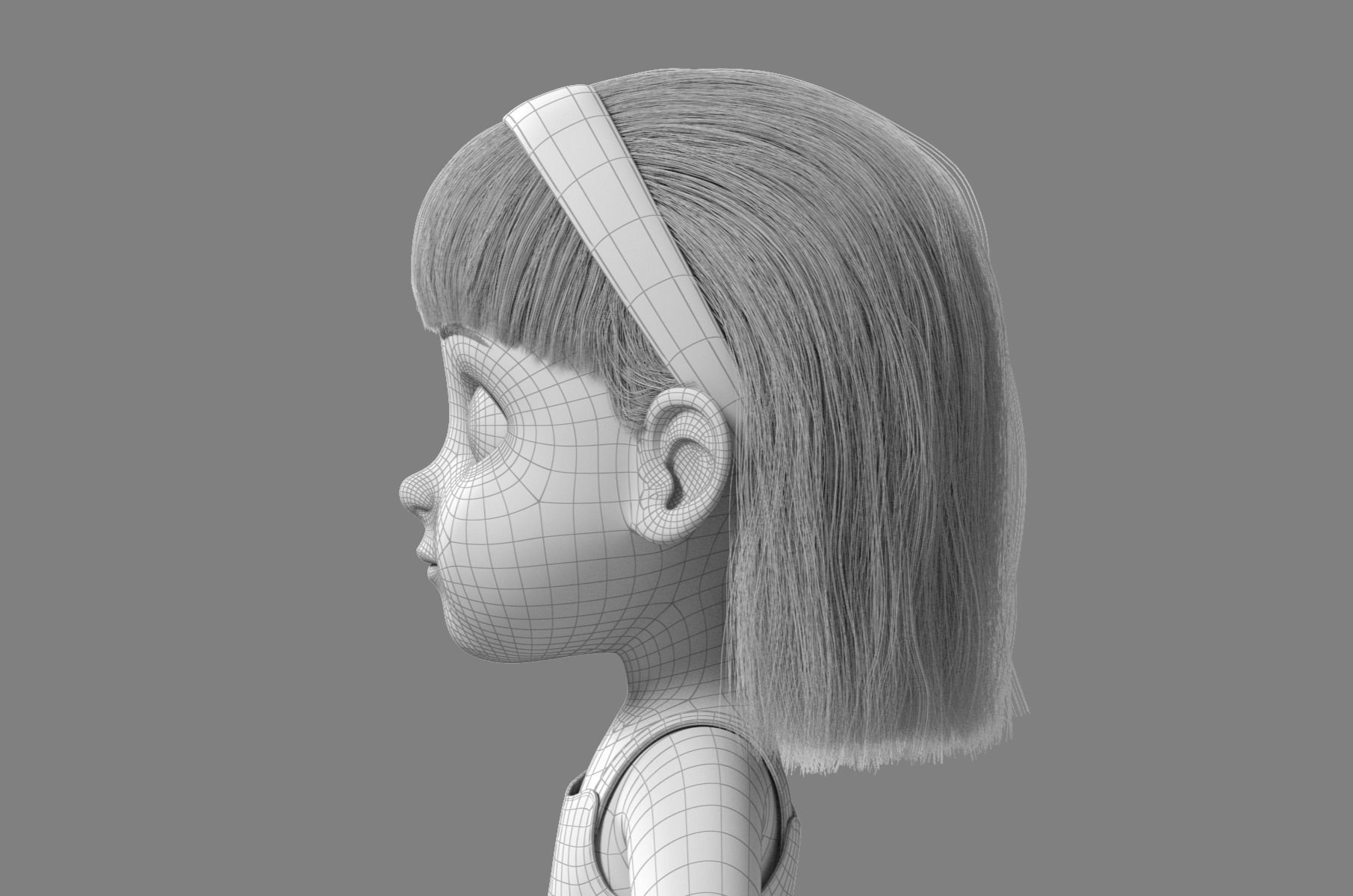 Cartoon Girl Rigged 3D model_45