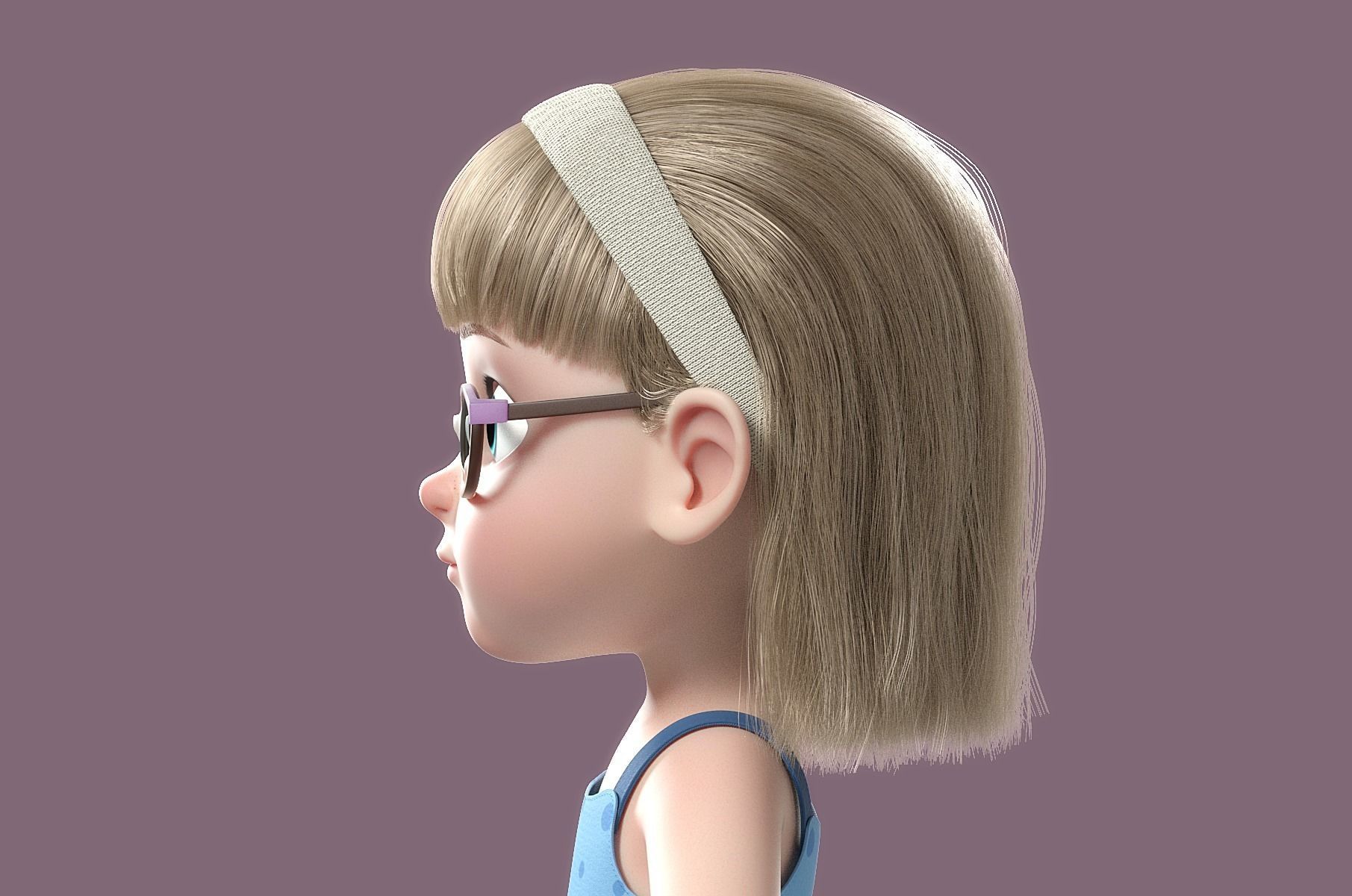 Cartoon Girl Rigged 3D model_27