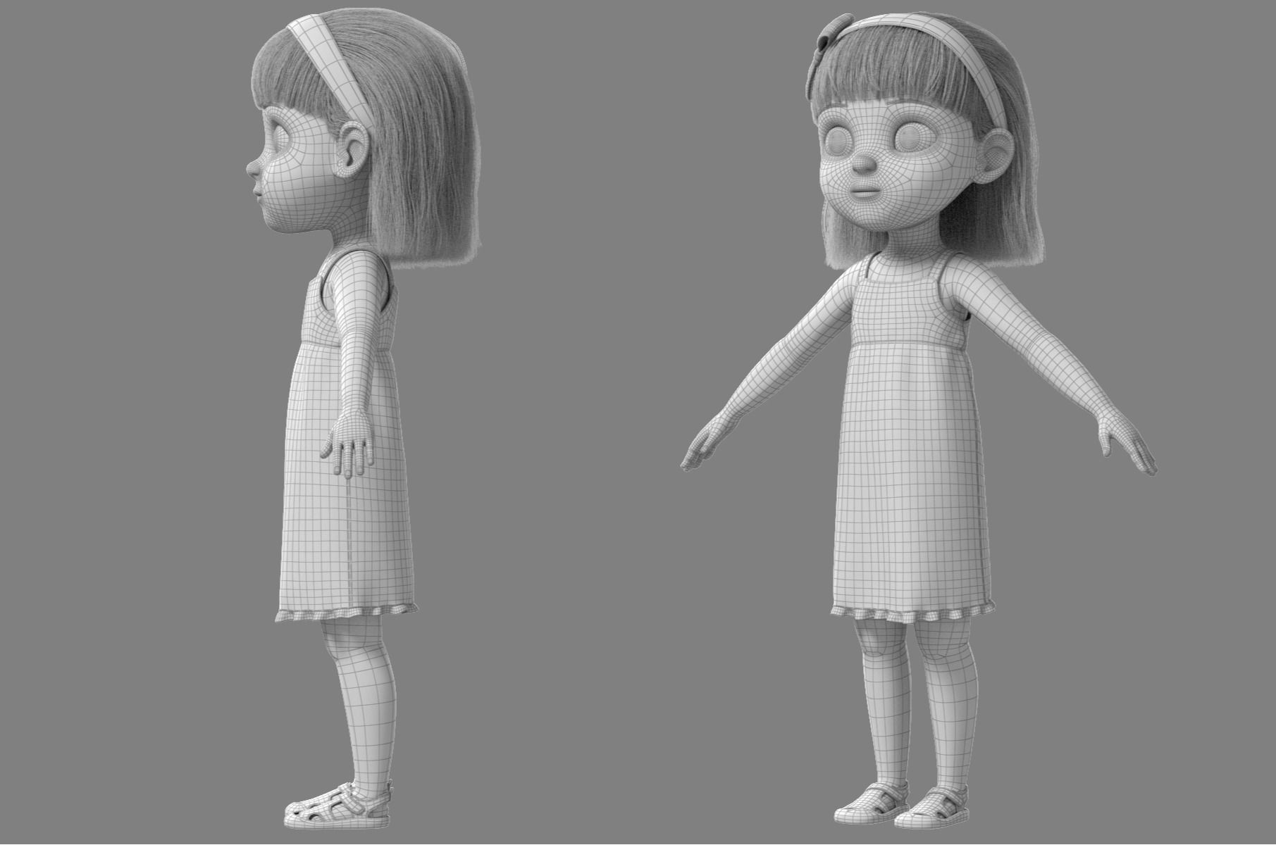 Cartoon Girl Rigged 3D model_47