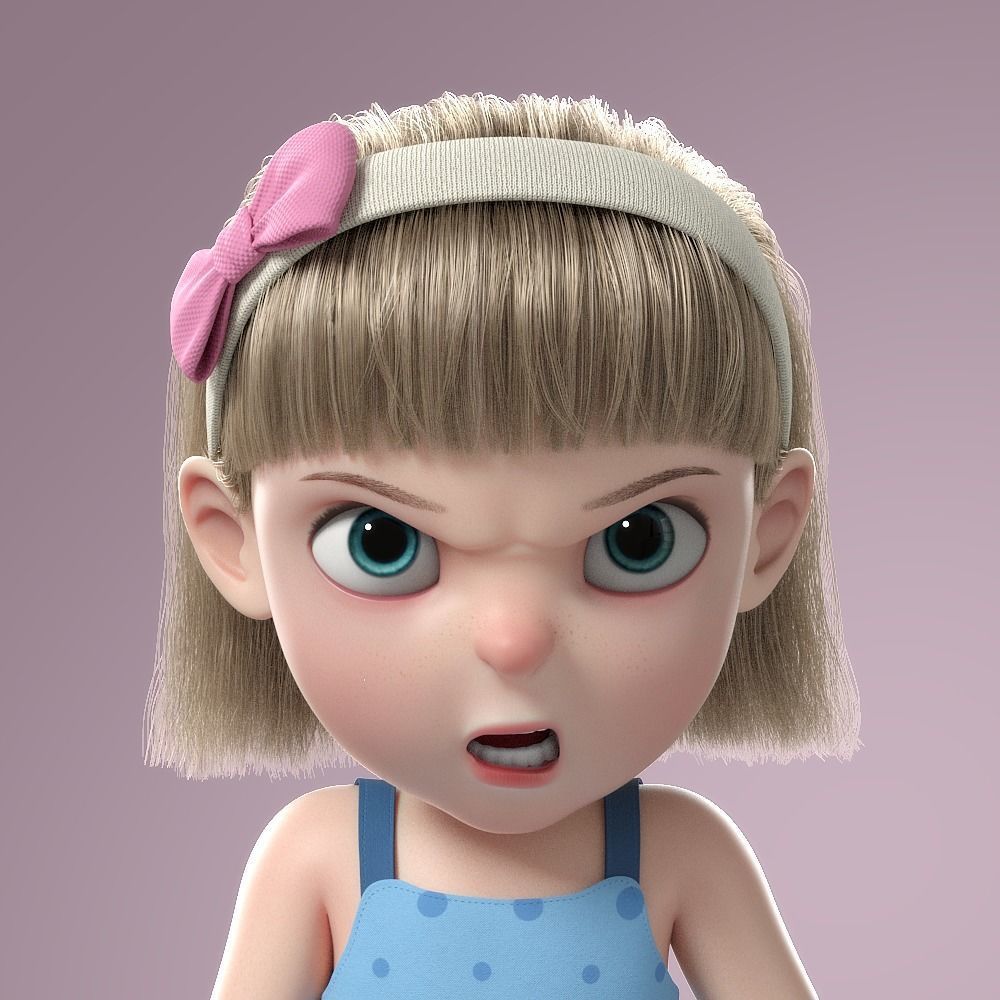 Cartoon Girl Rigged 3D model_15