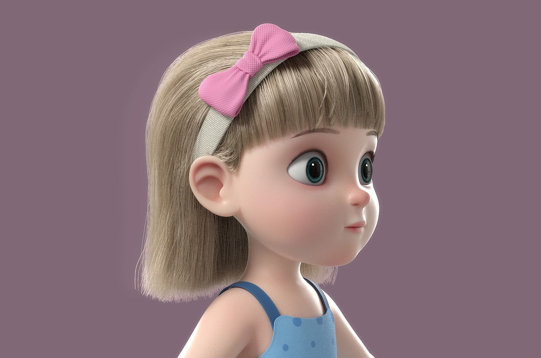 Cartoon Girl Rigged 3D model_18