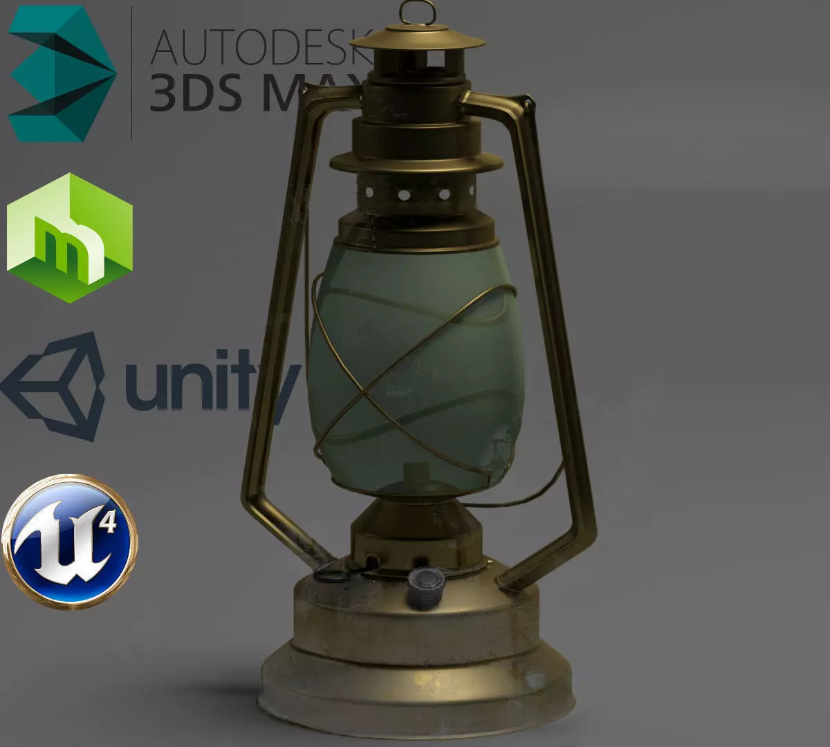Antique Oil Lamp  3D model_0