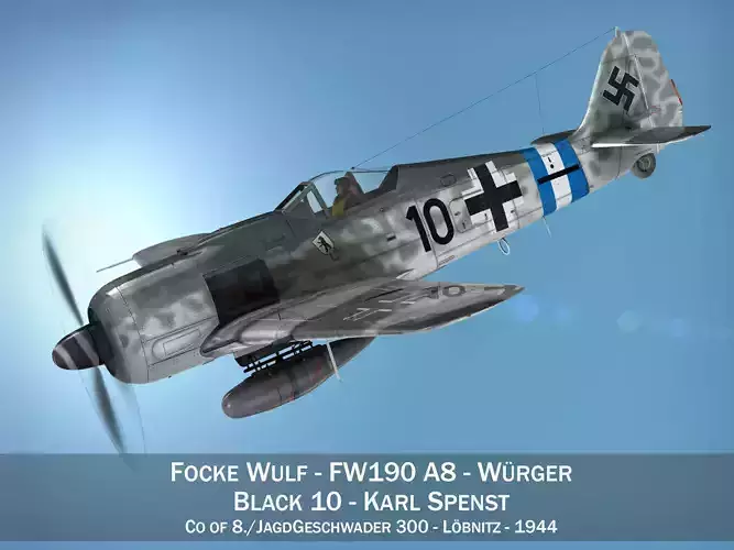 Focke Wulf - FW190 A8 - Black 10 3D model