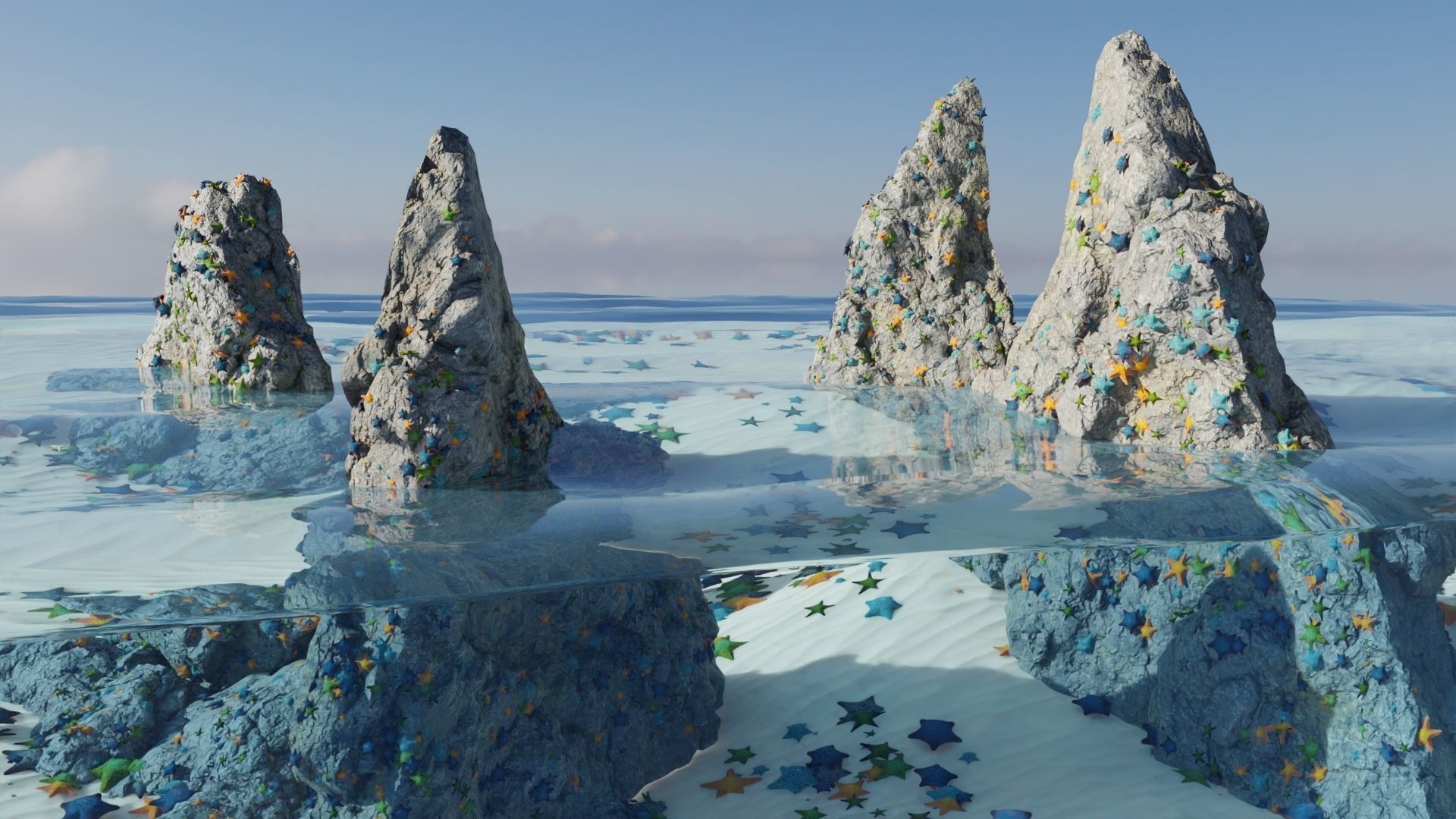 Starfish Variety Pack 1 Low-poly 3D model_1