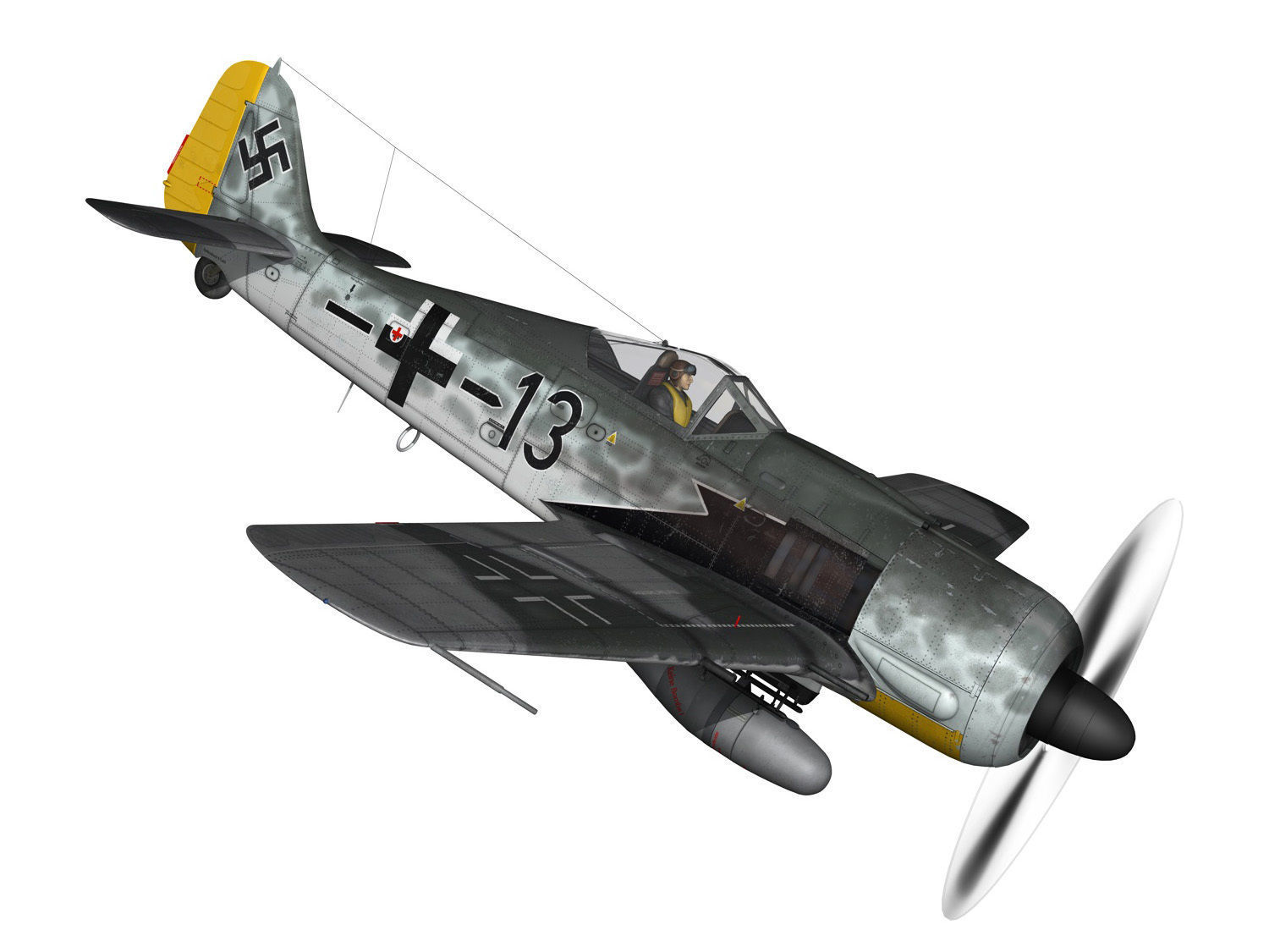 Focke Wulf - FW190 A8 - Black 13 3D model_7