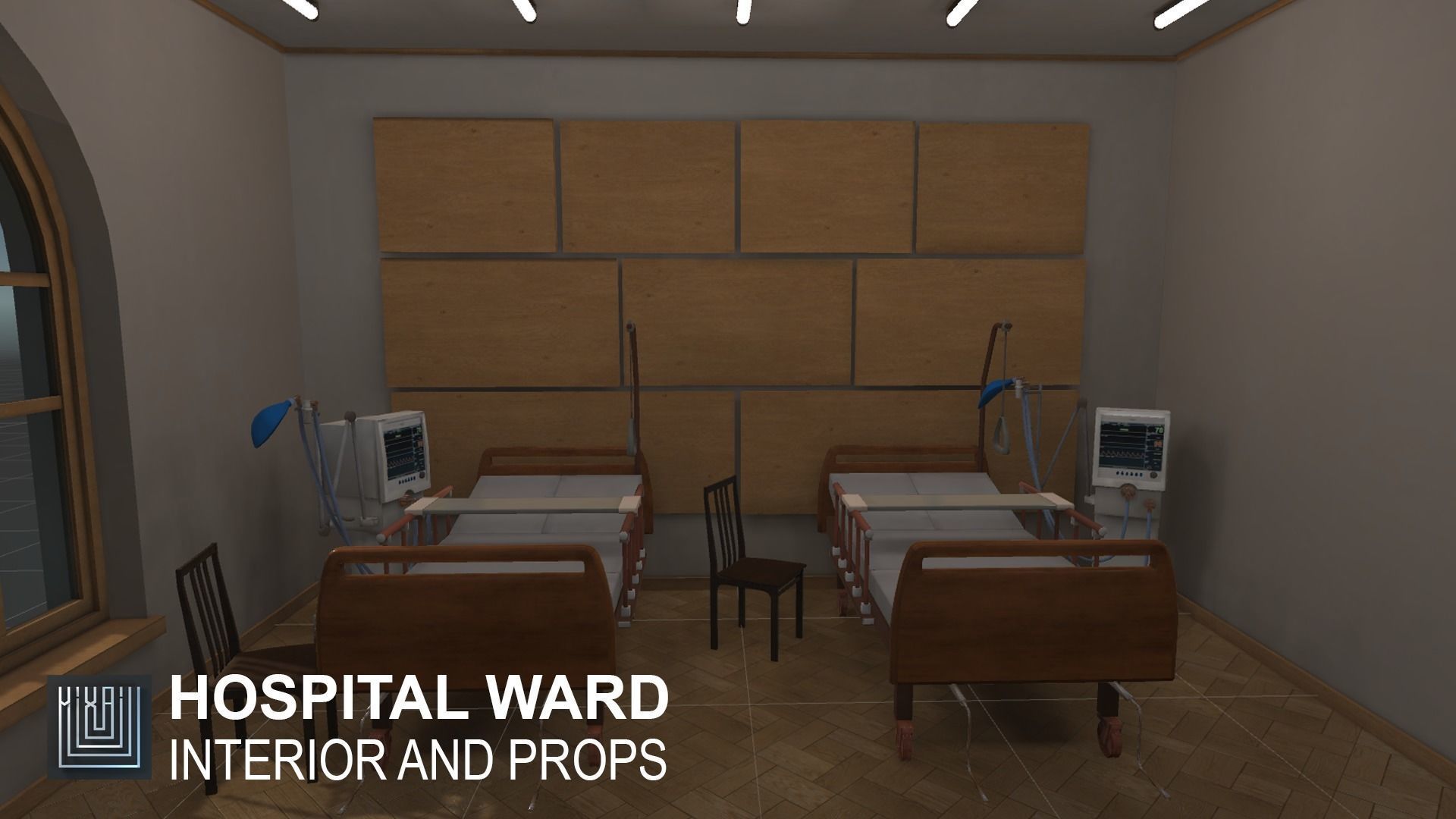 Hospital ward - interior and props Low-poly 3D model_11