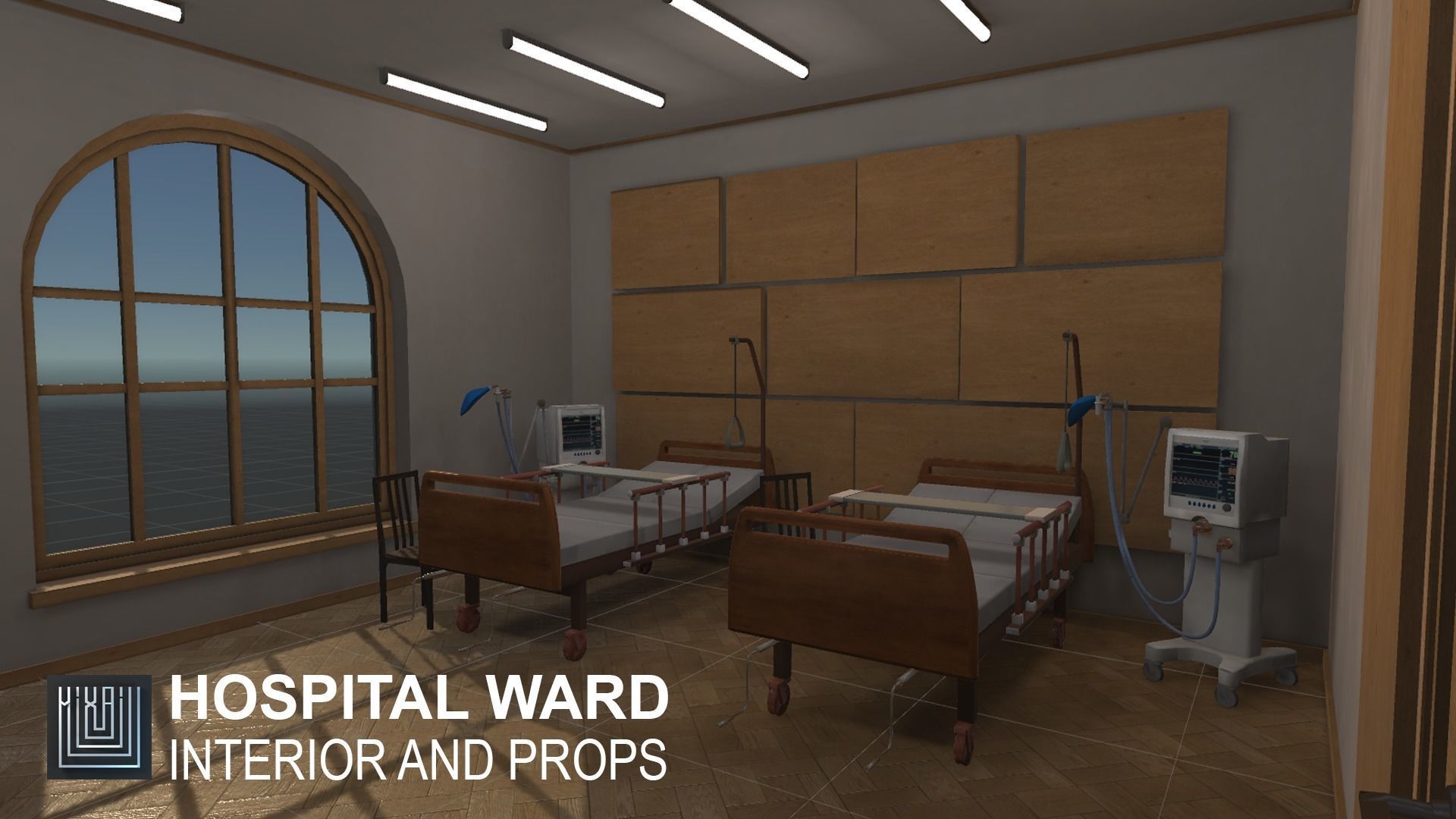 Hospital ward - interior and props Low-poly 3D model_6