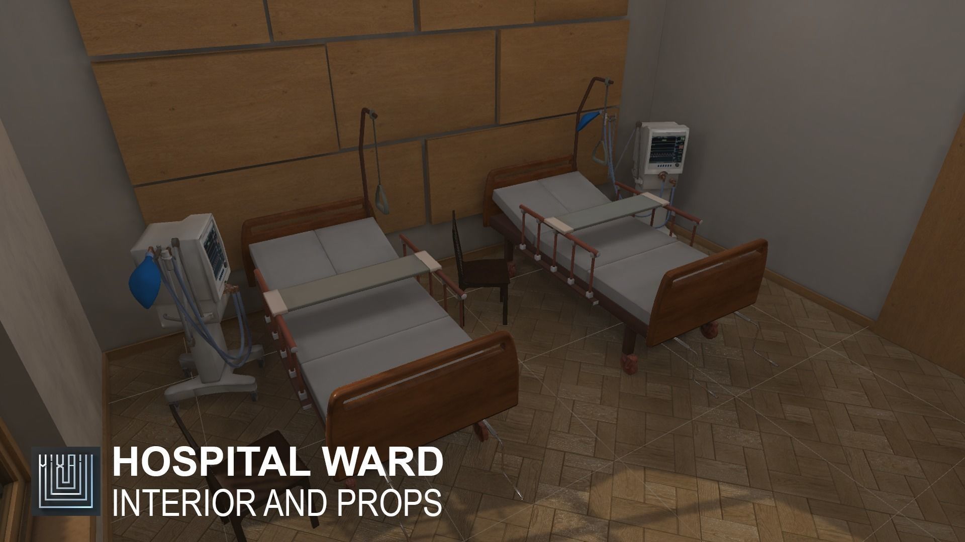 Hospital ward - interior and props Low-poly 3D model_12