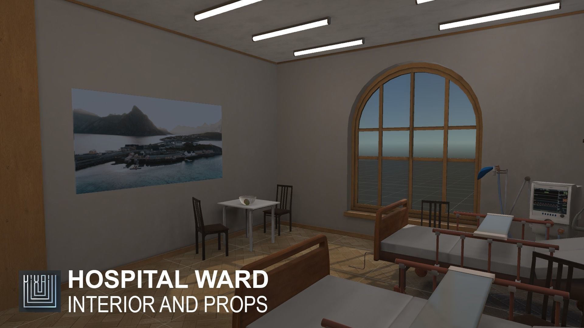 Hospital ward - interior and props Low-poly 3D model_10