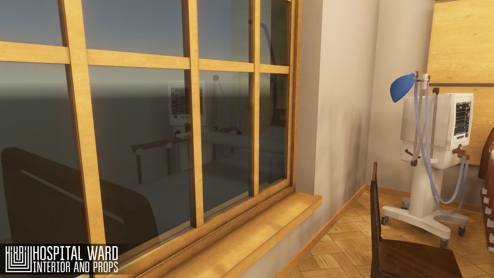 Hospital ward - interior and props Low-poly 3D model_3