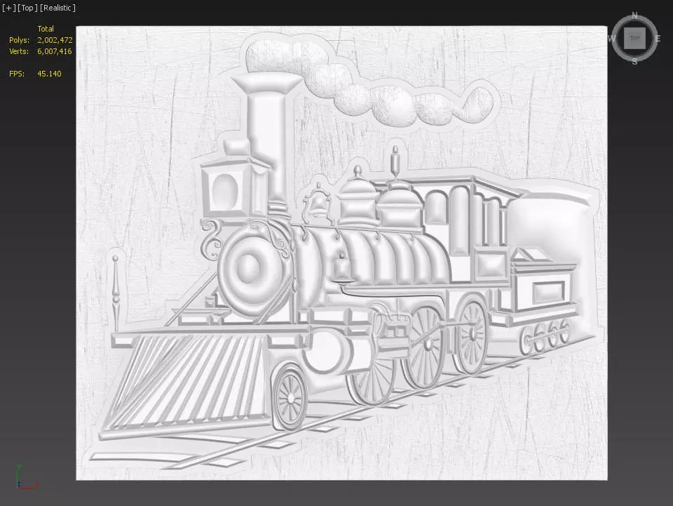Steam locomotive Suitable for embossing Hot Foil Technique 3D model