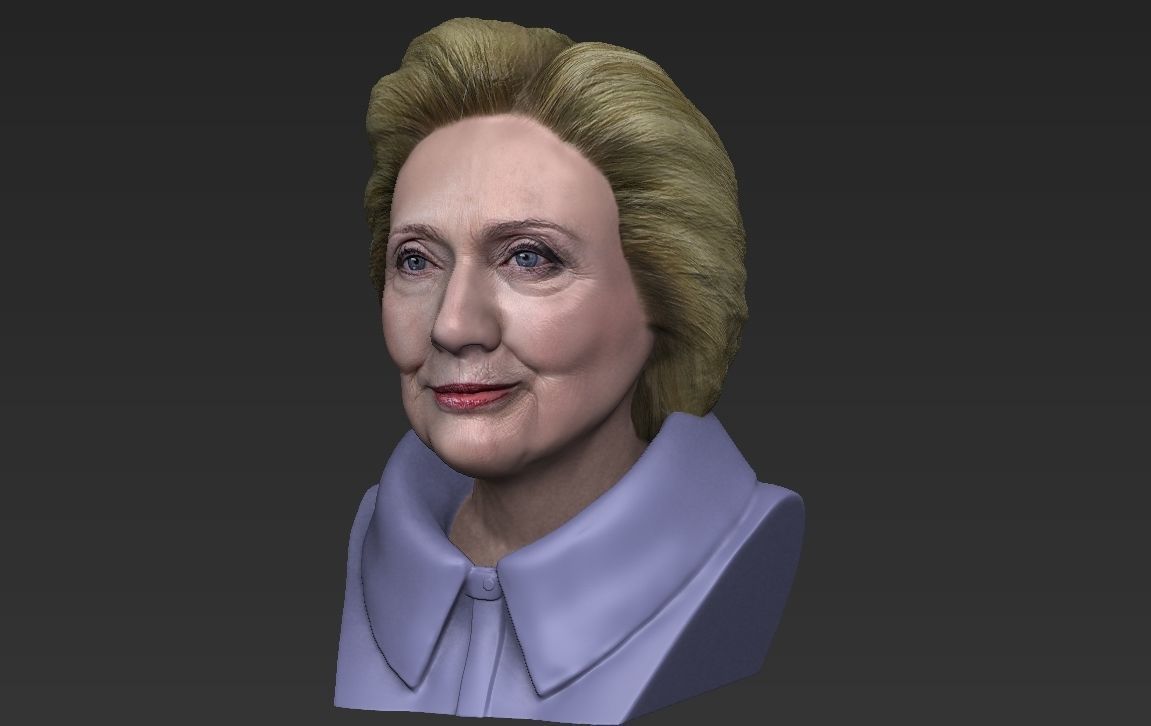 Hillary Clinton bust ready for full color 3D printing 3D print model_21