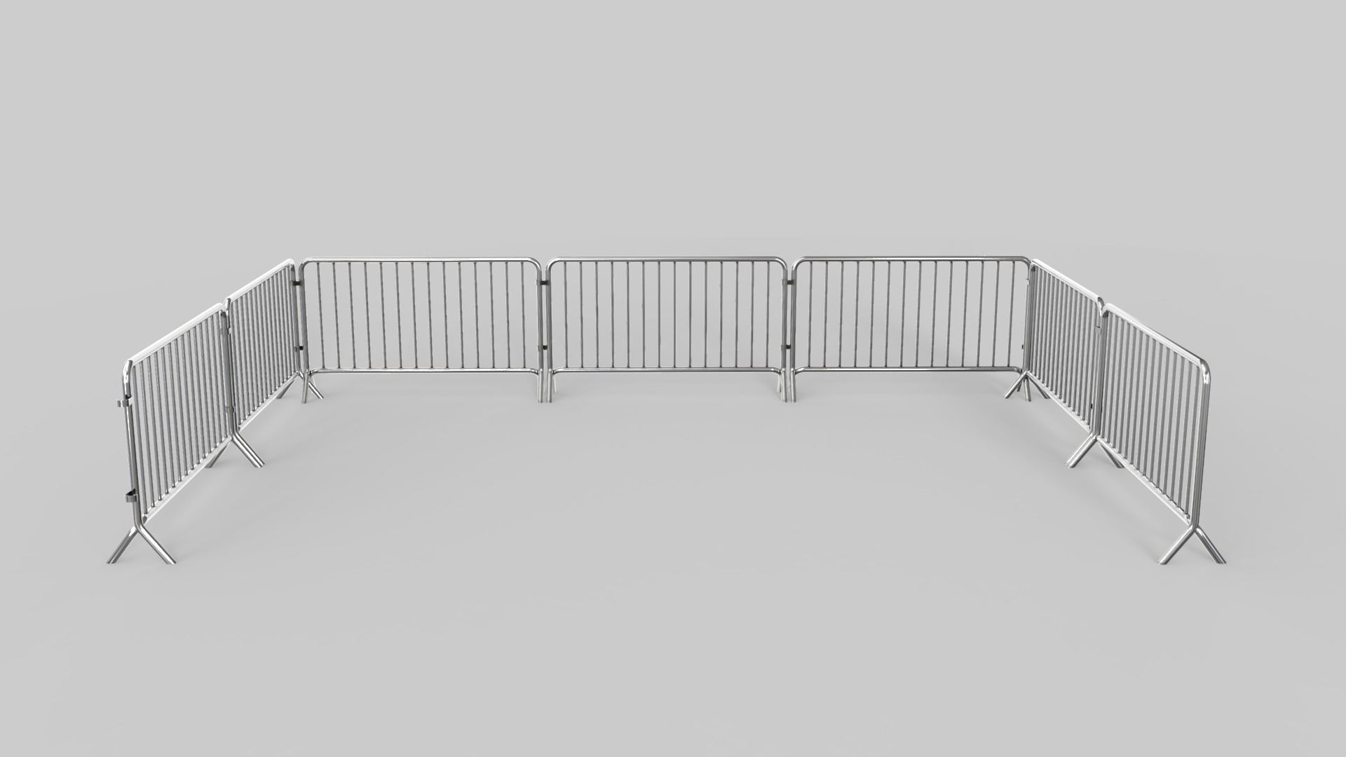 Fence Barrier - Crowd Control Barrier 3D model_12