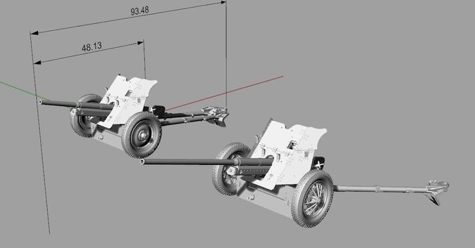 Artillery 45mm 53k canon and M42 canon 3D print model
