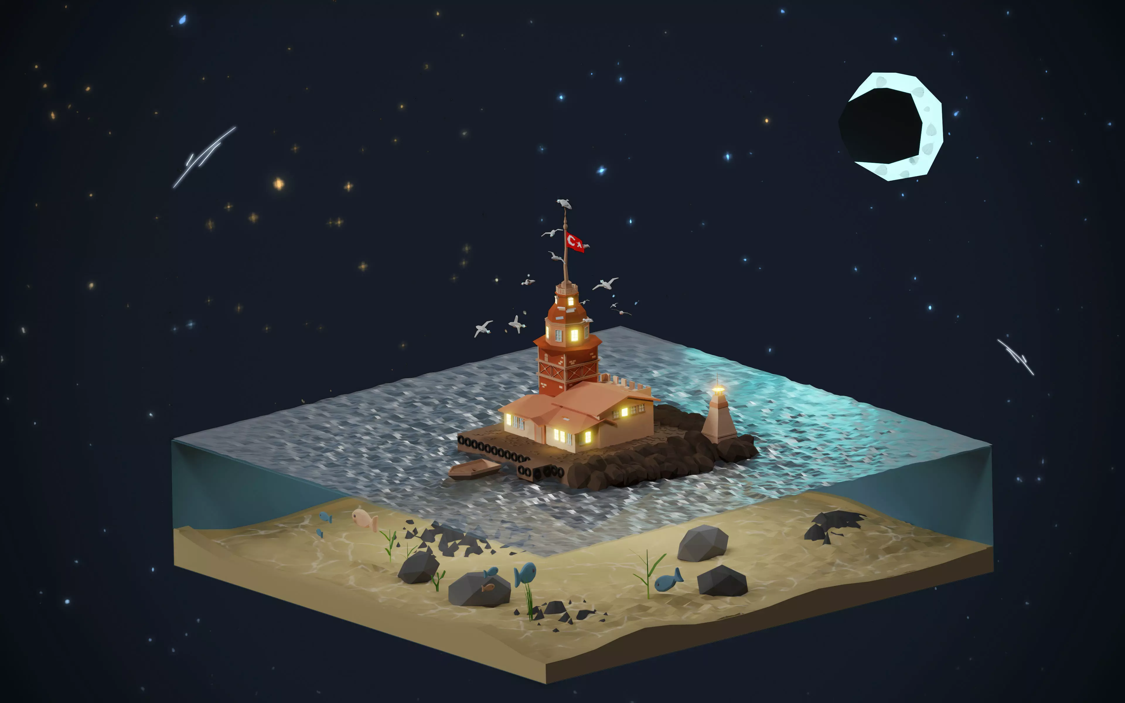 Maiden s Tower Low-poly 3D model