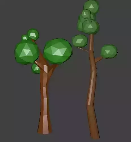 2 Low-Poly Oak Trees