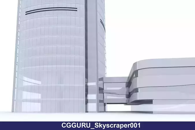 Low-poly high-rise skyscraper Low-poly 3D model