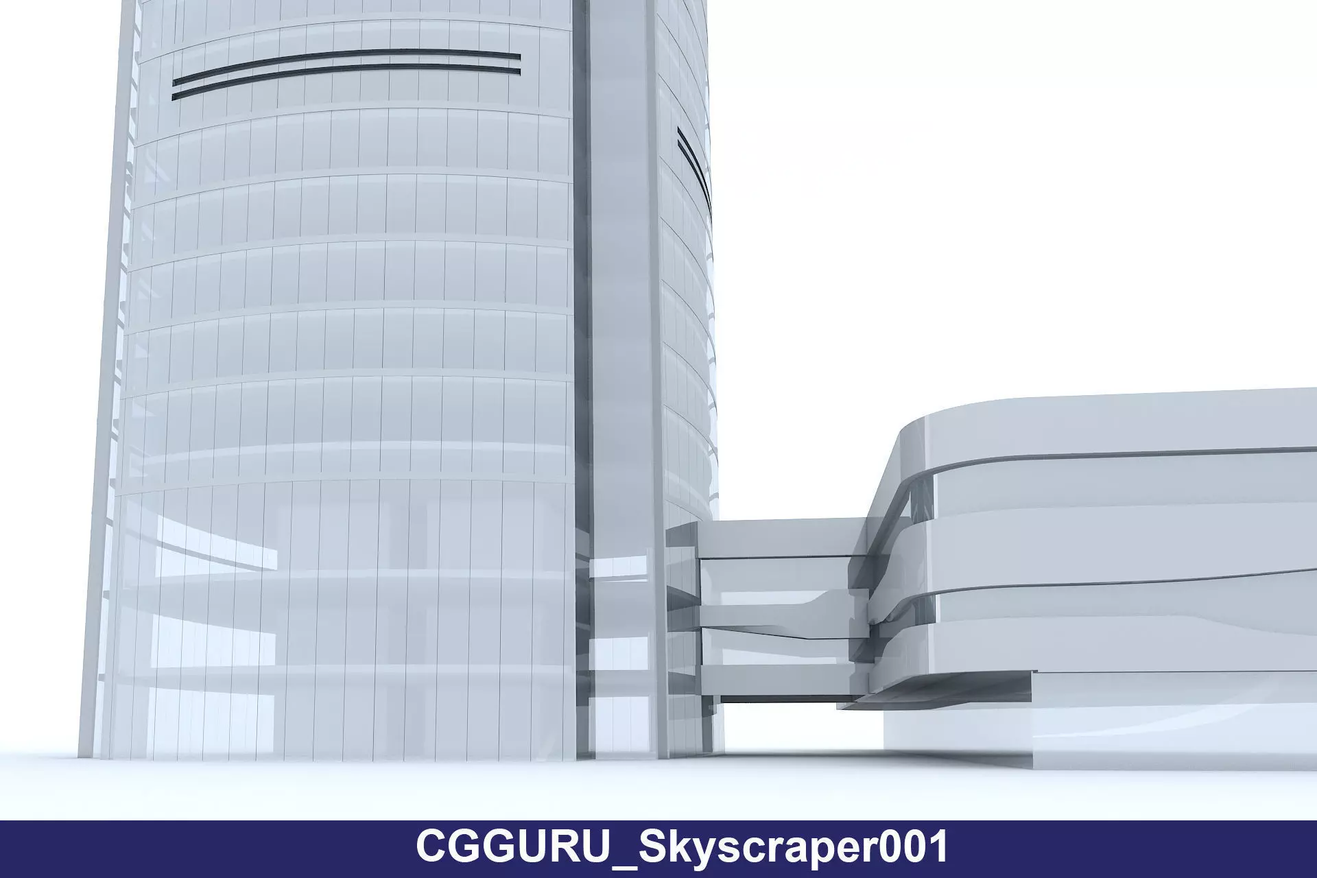 Low-poly high-rise skyscraper Low-poly 3D model