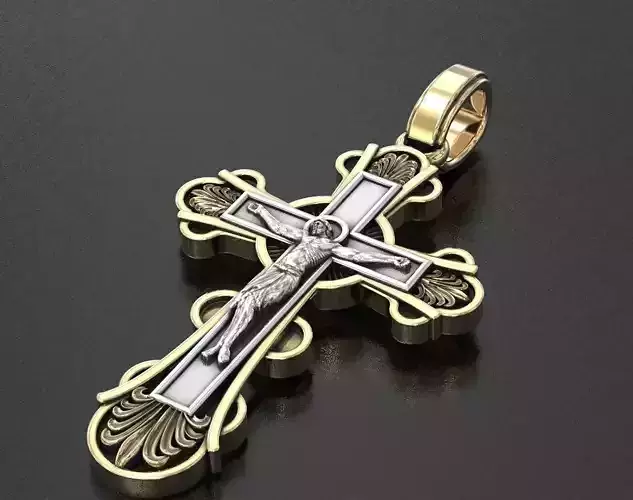 Cross with savior and patterns 415