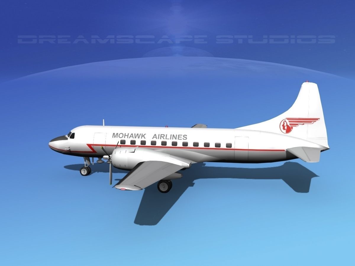 Convair CV-340 Mohawk Airlines 3D model_6