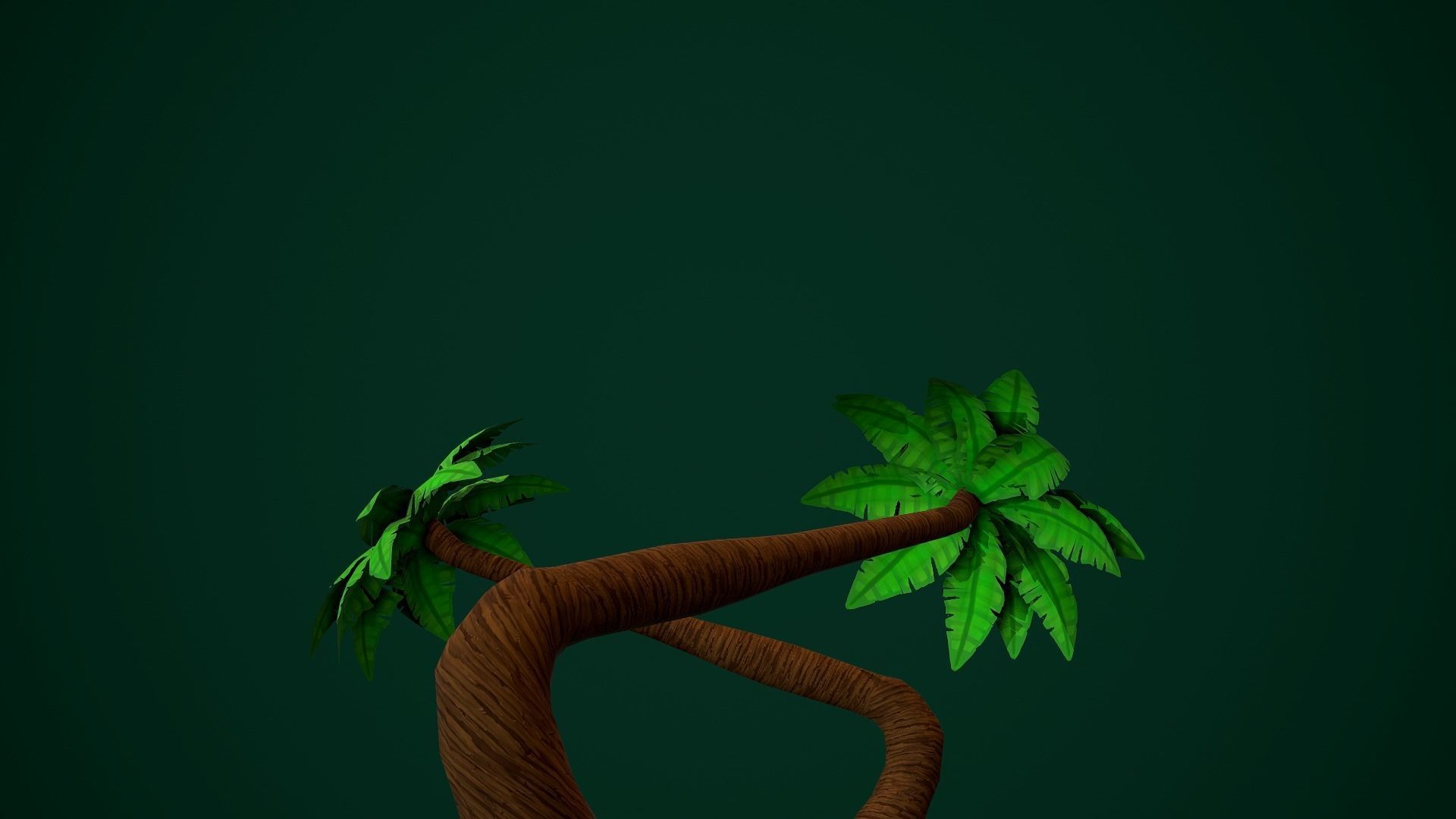 coconut tree handpainted Low-poly 3D model_3
