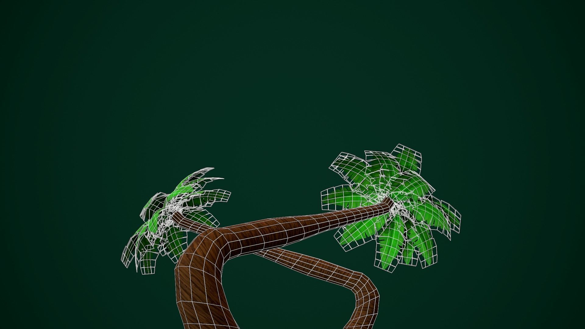 coconut tree handpainted Low-poly 3D model_4