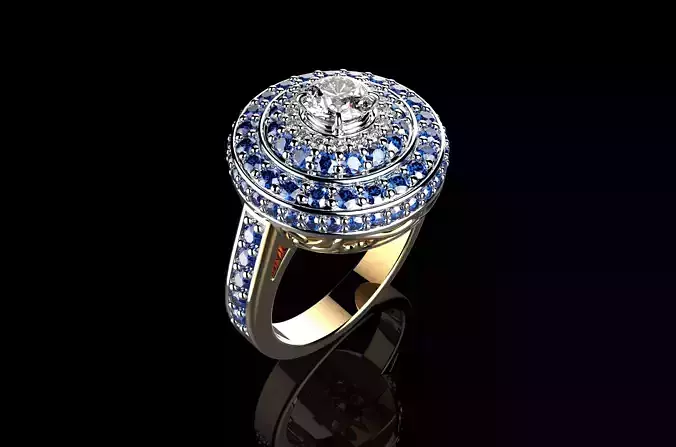 Diamond and Blue Sapphire Ring N2
