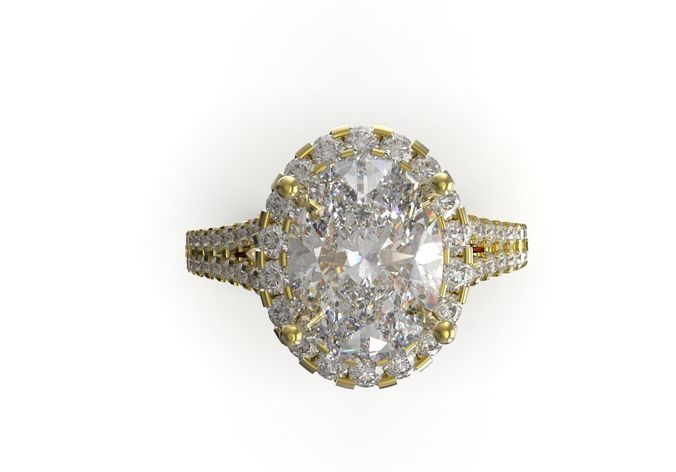 RING26 oval halo diamond engagement ring 3D print model