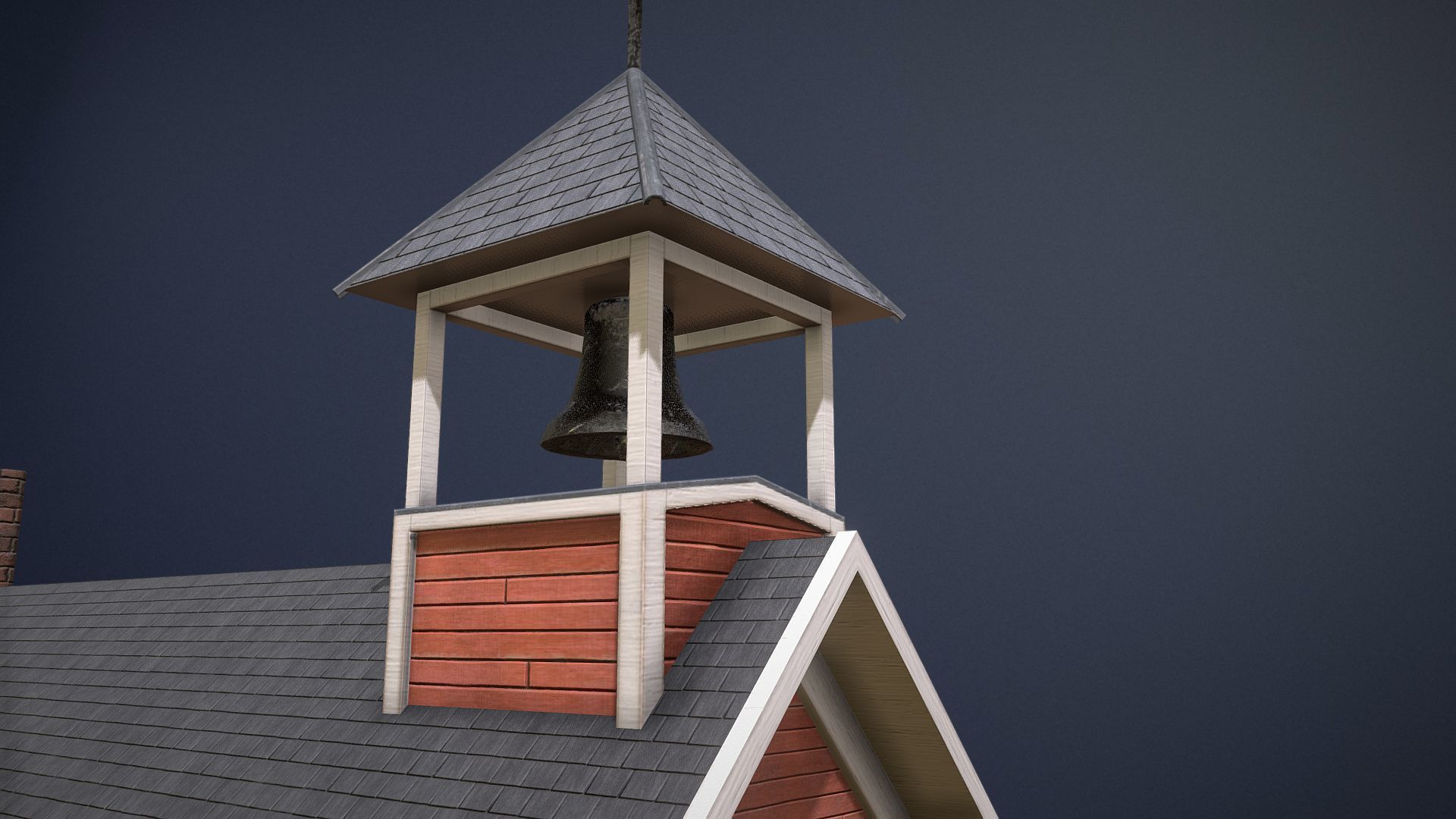 Old One-Room Schoolhouse game-ready asset Free low-poly 3D model_5