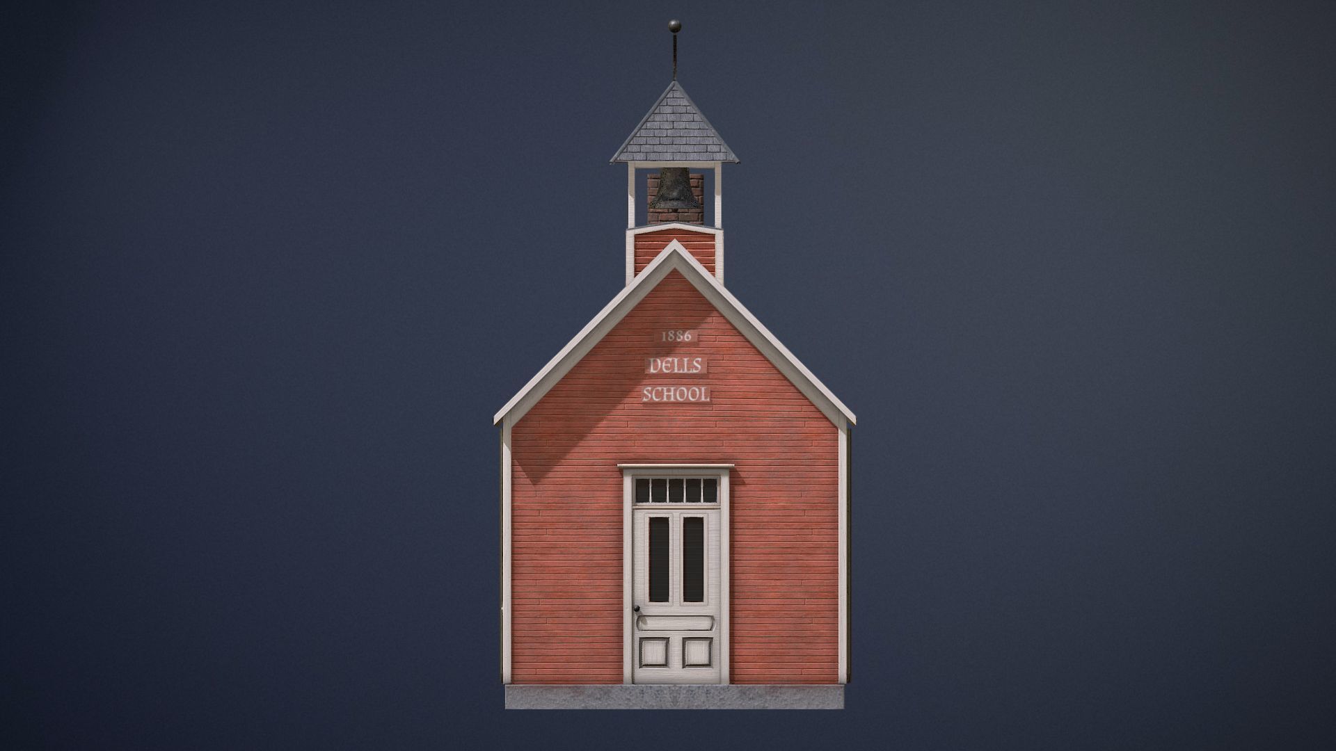 Old One-Room Schoolhouse game-ready asset Free low-poly 3D model_8