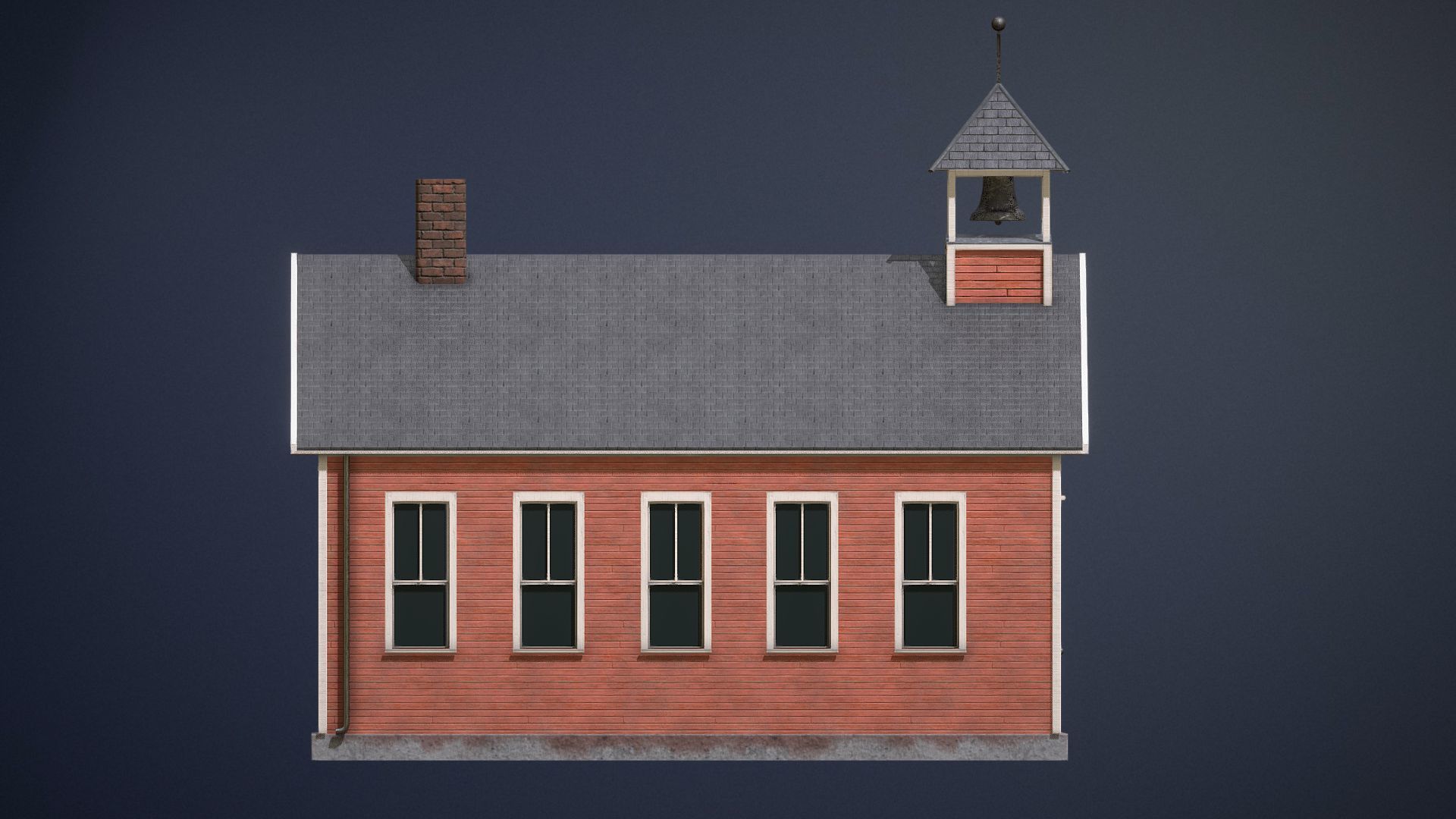 Old One-Room Schoolhouse game-ready asset Free low-poly 3D model_7