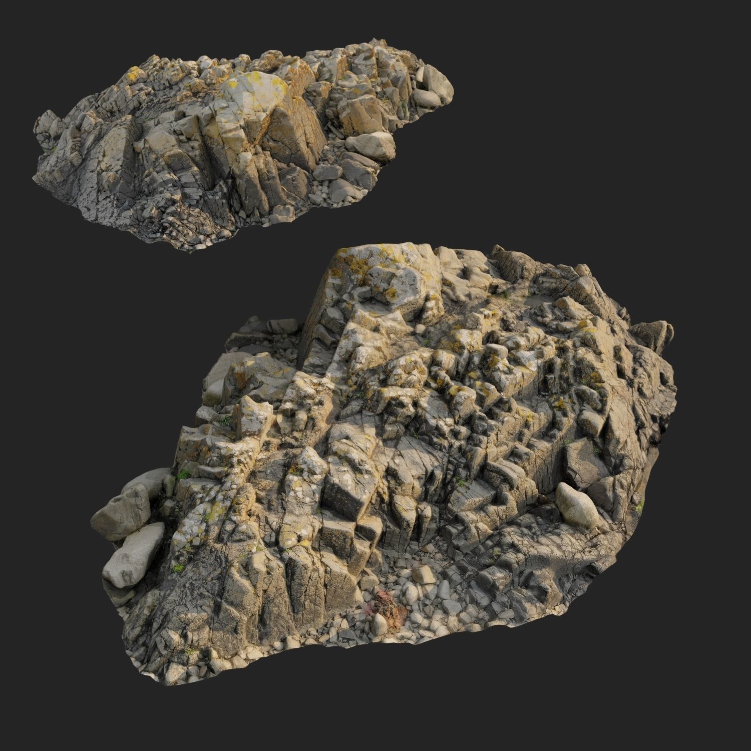 3d scanned rock cliff R2 3D model_3