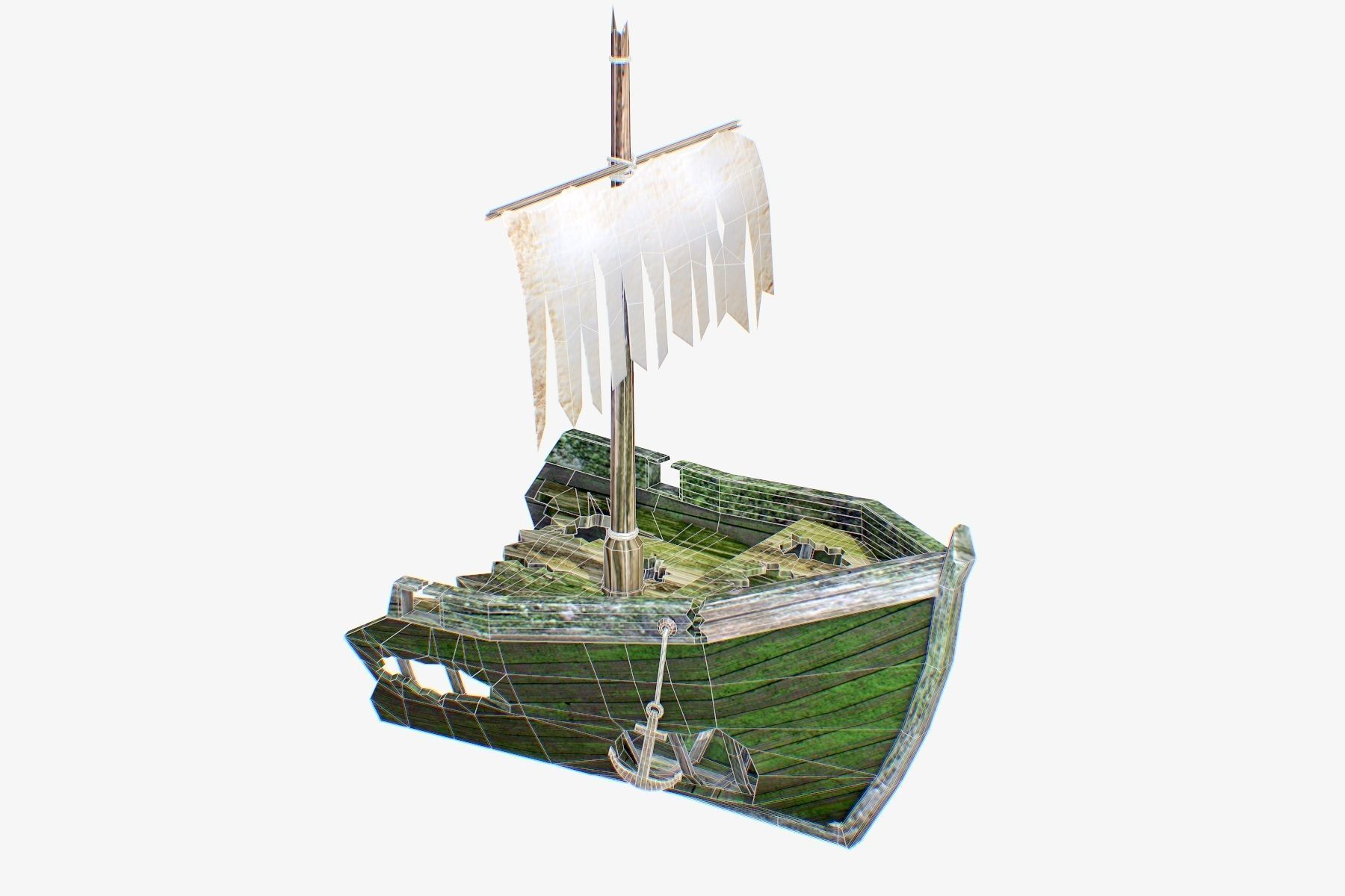 Low Poly Wreck Ship Low-poly 3D model_6