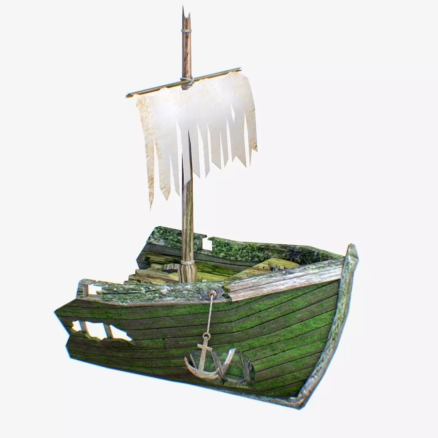Low Poly Wreck Ship Low-poly 3D model_0