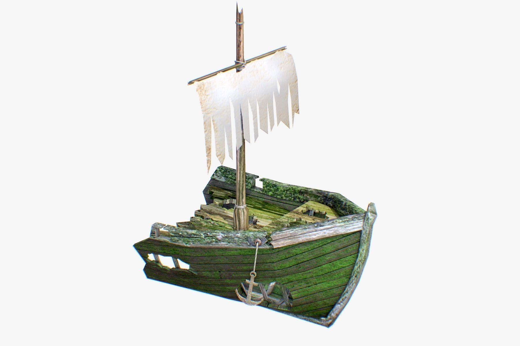 Low Poly Wreck Ship Low-poly 3D model_2