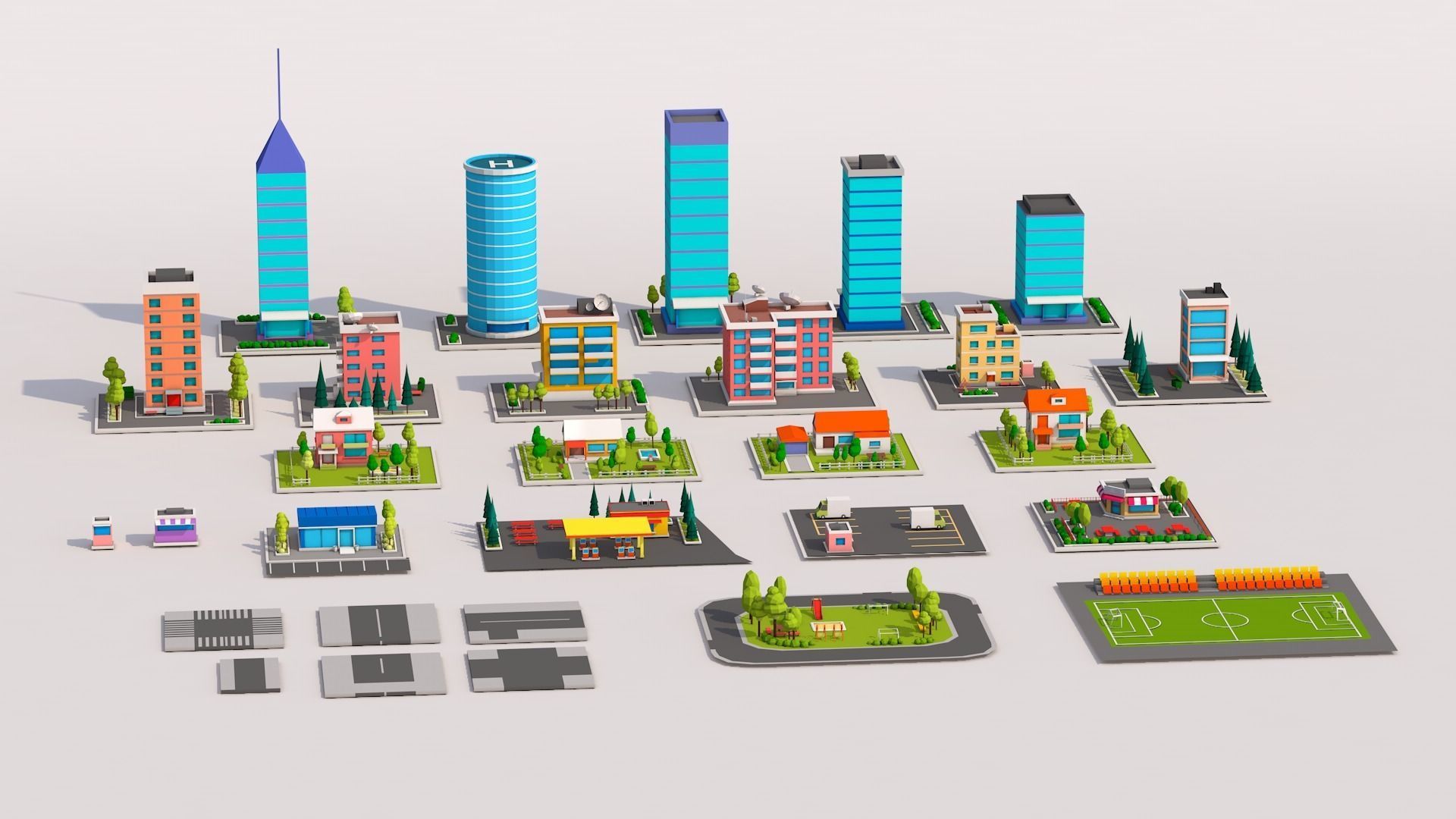 Polygonia Low Poly Buildings Pack Low-poly 3D model_3