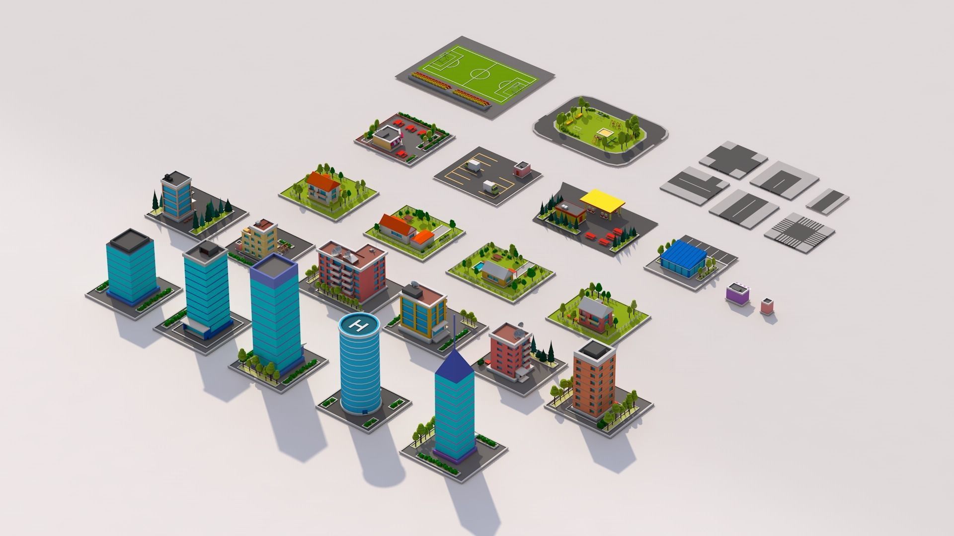 Polygonia Low Poly Buildings Pack Low-poly 3D model_2