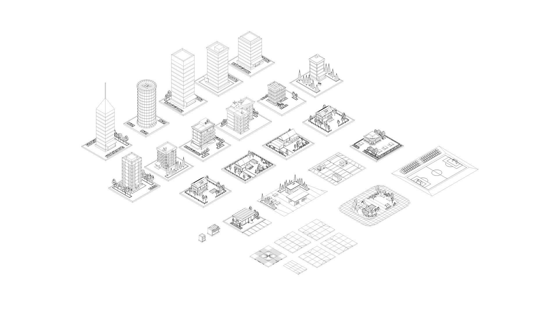 Polygonia Low Poly Buildings Pack Low-poly 3D model_8