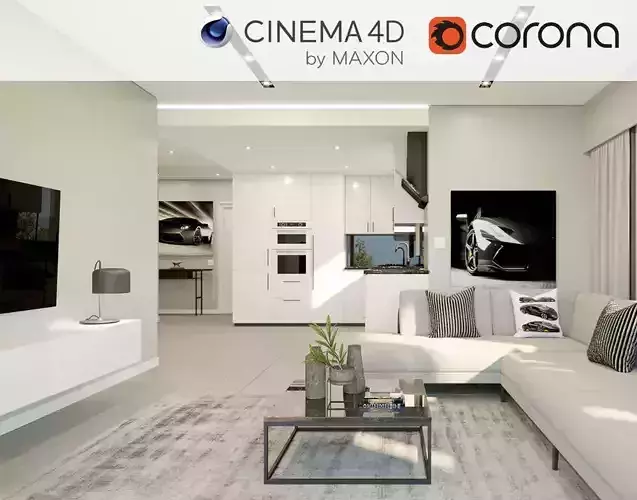 Corona - C4D Scene files - House Warrigal Interior 3D Model 3D model