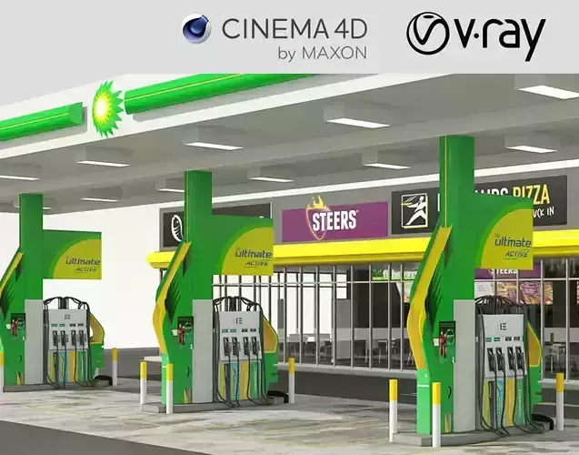 VRay - C4D Scene - BP GARAGE and SHOP 3D model