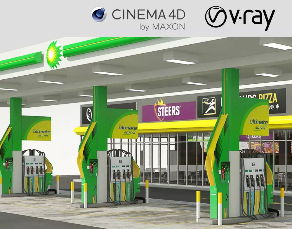 VRay - C4D Scene - BP GARAGE and SHOP 3D model_0