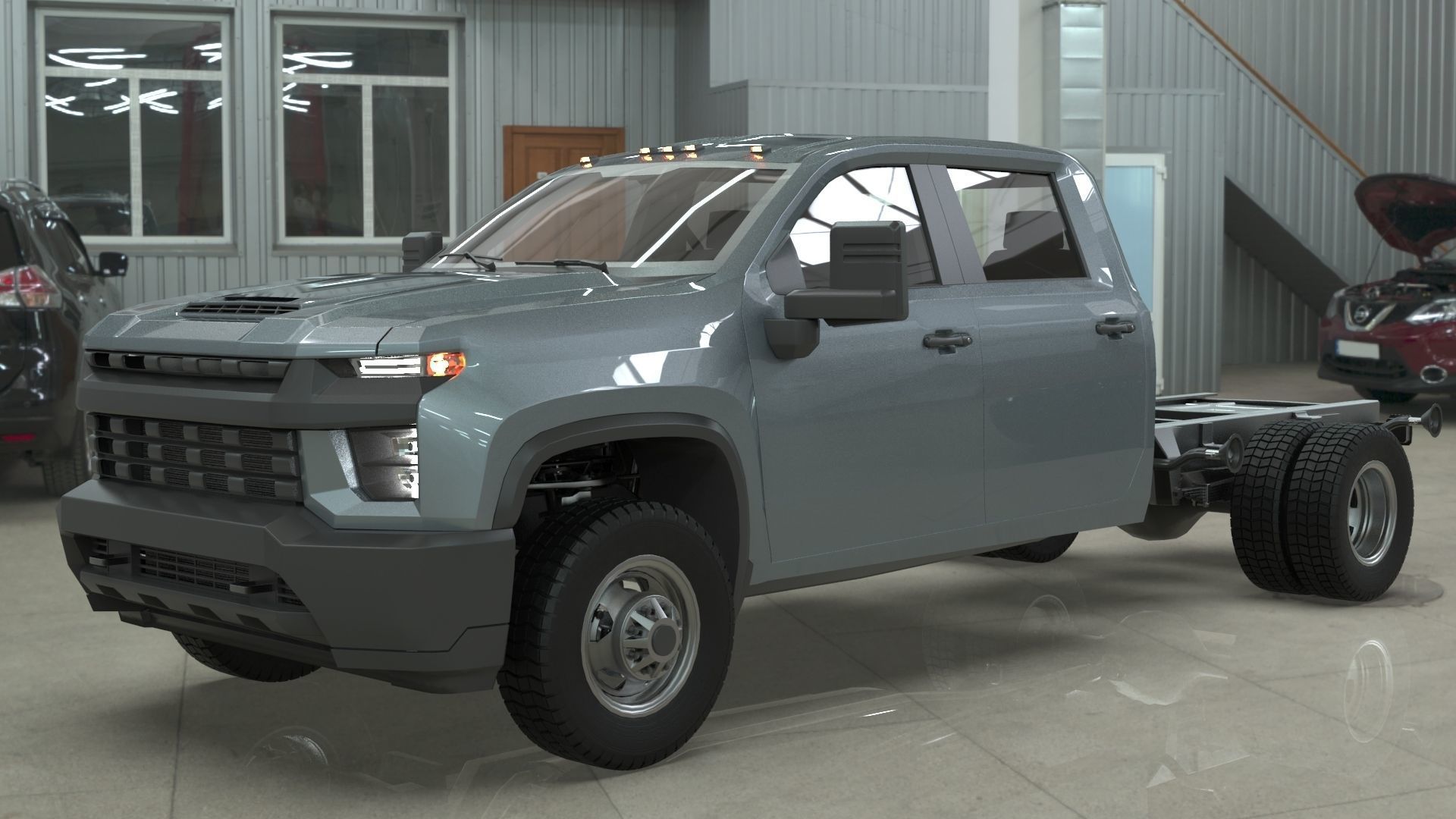 Silverado 3500 HD crewcab 2021 lowpoly 3dmodel Low-poly 3D model_6