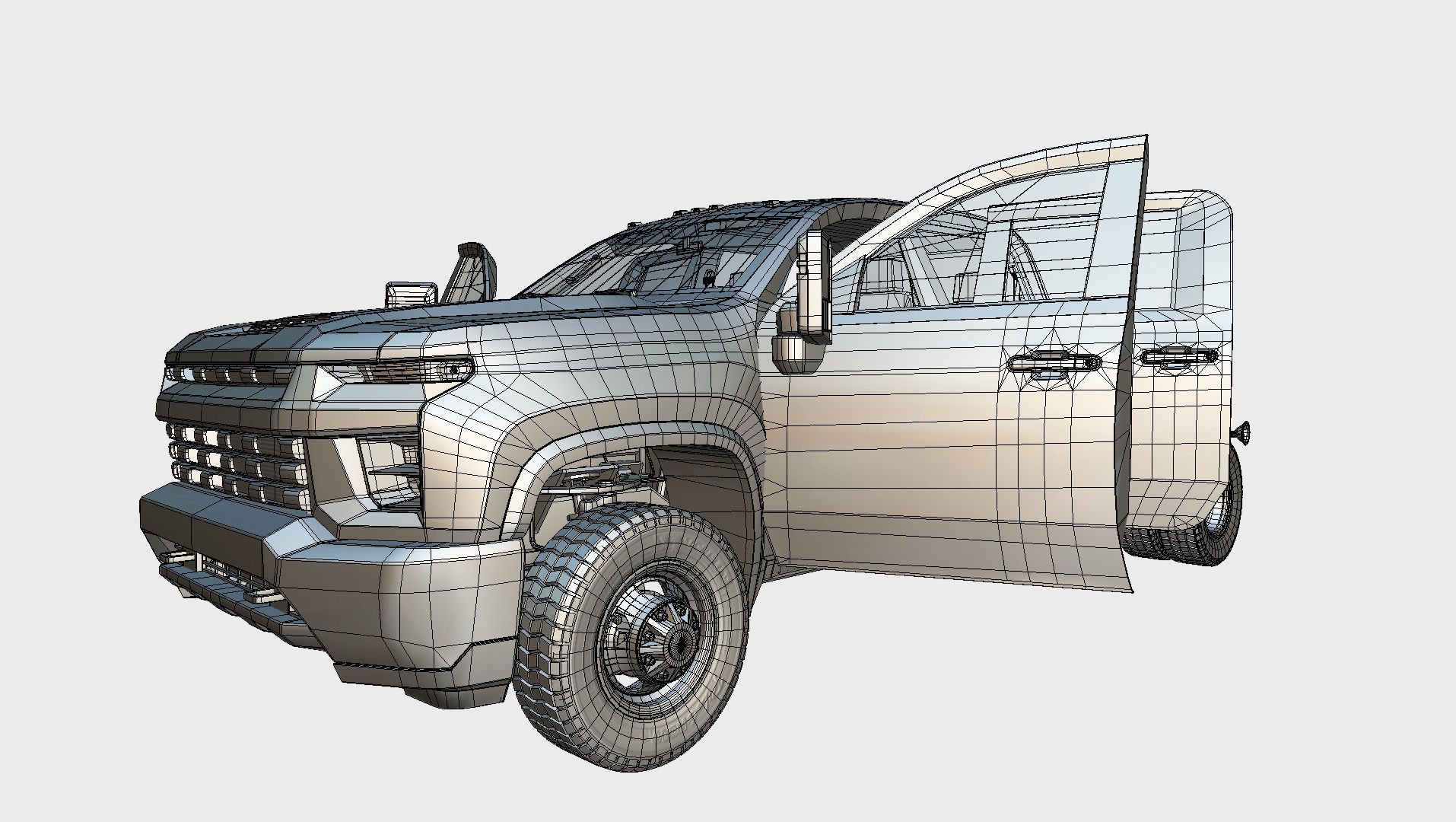 Silverado 3500 HD crewcab 2021 lowpoly 3dmodel Low-poly 3D model_15